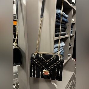 Michael Kors Whitney Bag - black suede and gold studs